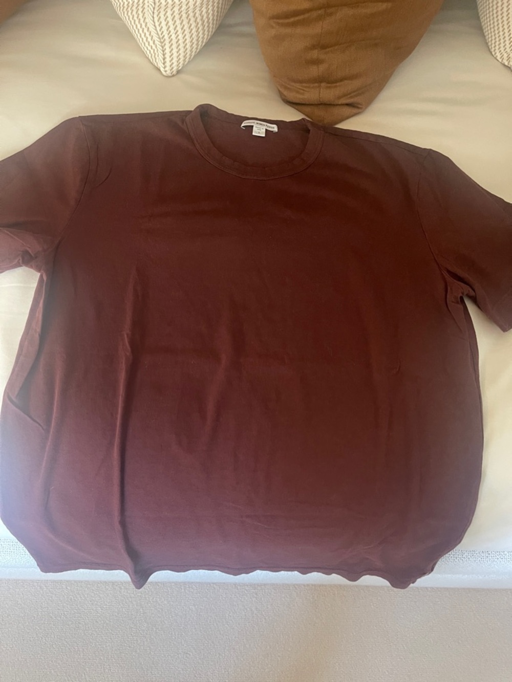 James Perse Short Sleeve Crewneck T-Shirt in Wine